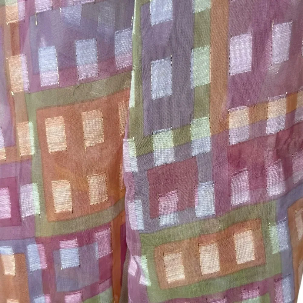 Boutique Women’s Pink Multi Color Shimmer Geometric Print Sheer Silk Blend Scarf